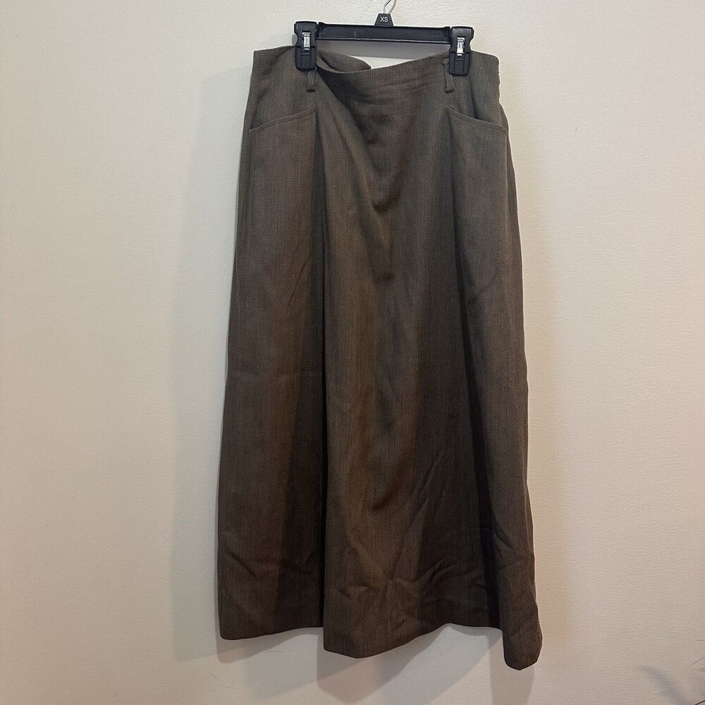90’s Vintage Jones New York Country 100% Wool Long Skirt Brown Size 12 Classic